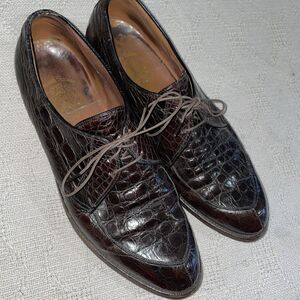 French Shriner Men’s Dress Shoes Size 10 A Brown Gator Motif Going Out Party Fun